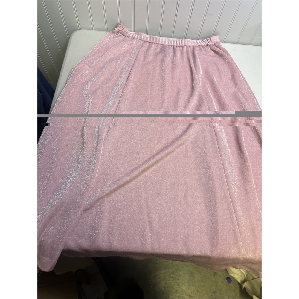 Vintage Leslie Fay Dress Suit Size 18 Shimmering Pink Blouse And Skirt - Picture 6 of 7